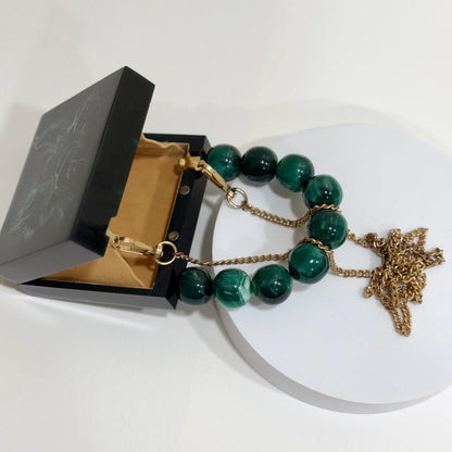 Emerald MINI resin clutch with big pearl handle