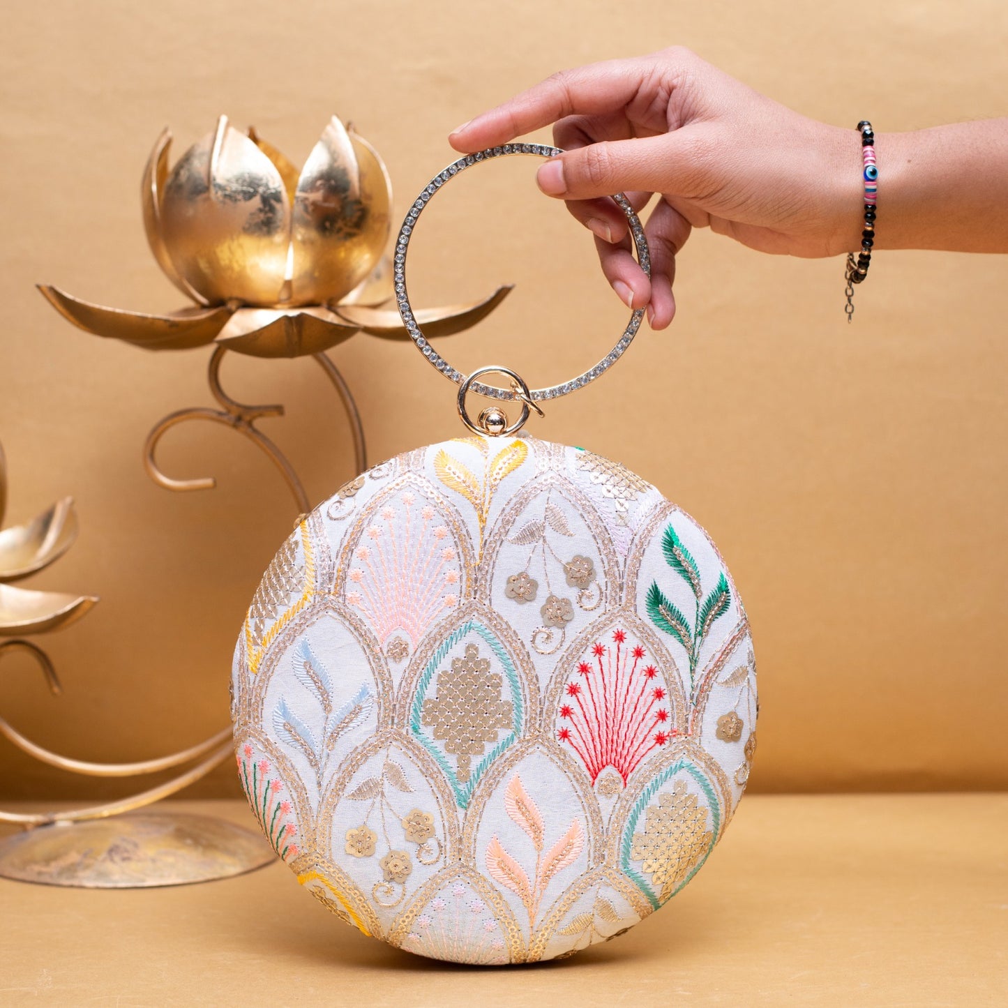 Designer Round Ethnic Clutch