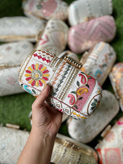 Chikankari capsule clutch