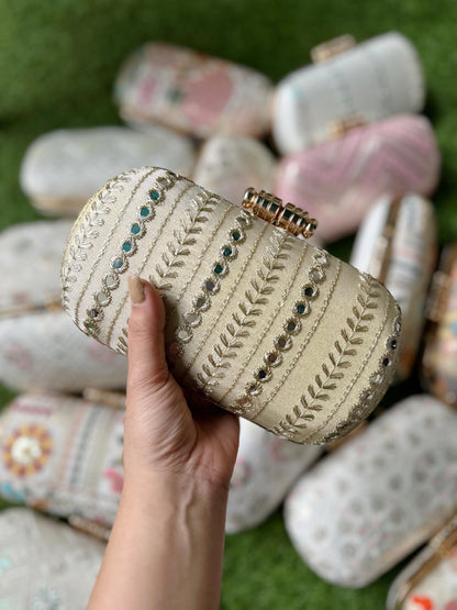 Chikankari capsule clutch