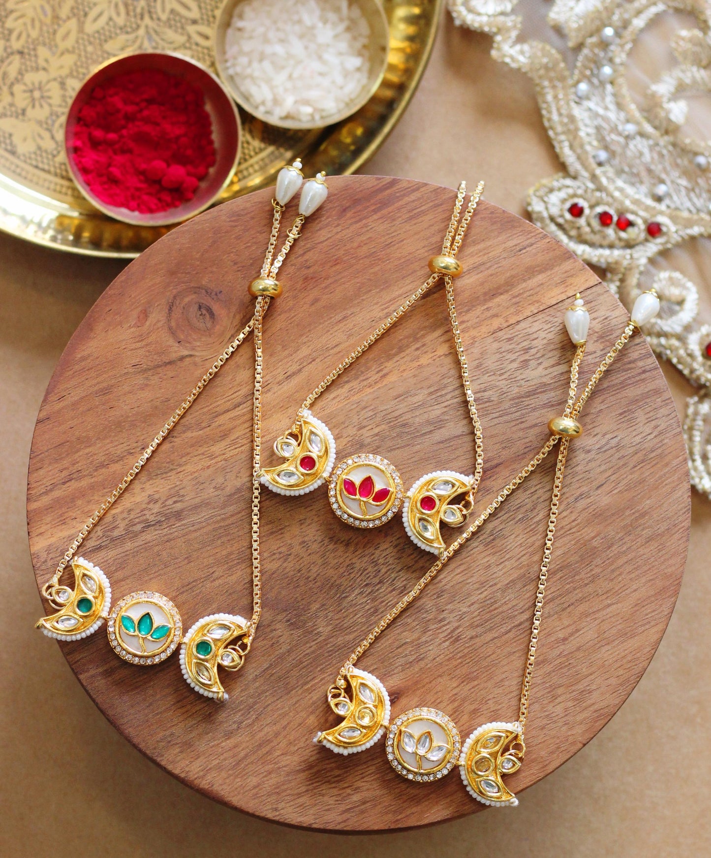 Crescent Kundan Rakhi