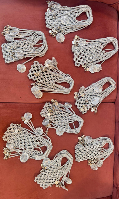 JHOOMAR handcrafted zari dori macramé phone case bags