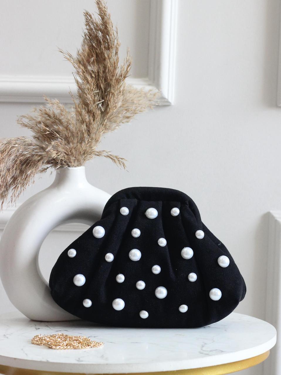 Denim CLOUD bag with pearl work