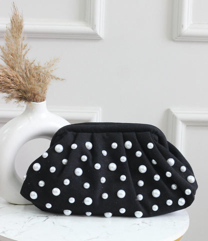 Denim CLOUD bag with pearl work