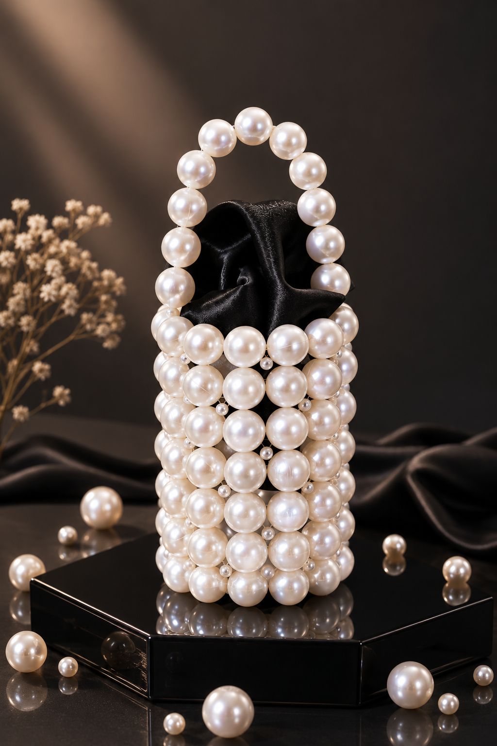 Pearl-fectly Yours - Handcrafted Luxury Beaded Pearl Bucket Bag