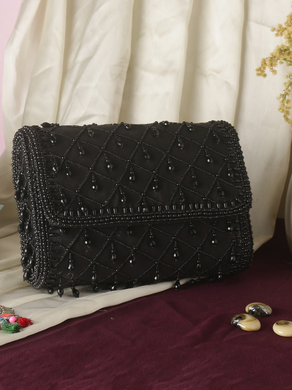 Crystal work flap bag