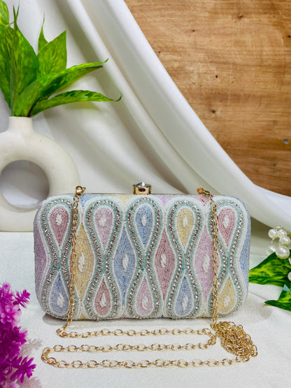 Premium handwork beaded clutch with stone work