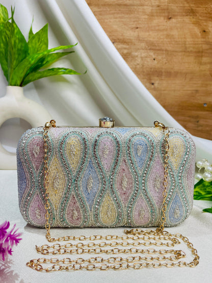 Premium handwork beaded clutch with stone work