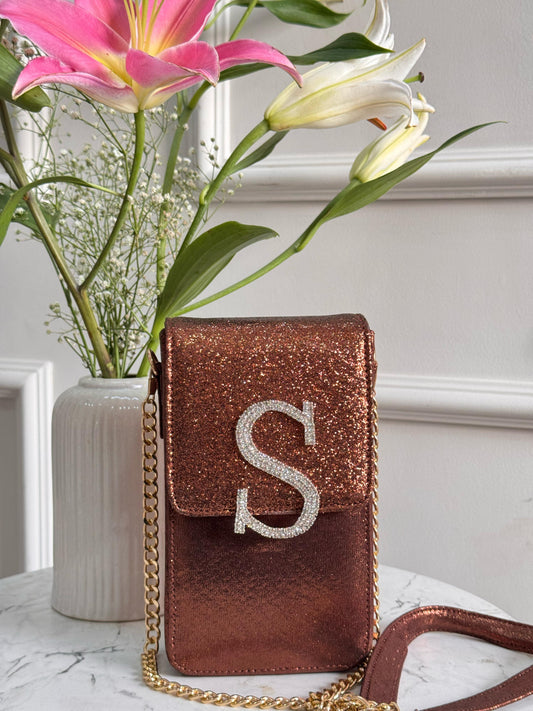 Personalized Glitter Bomb Mobile Slings - Brown