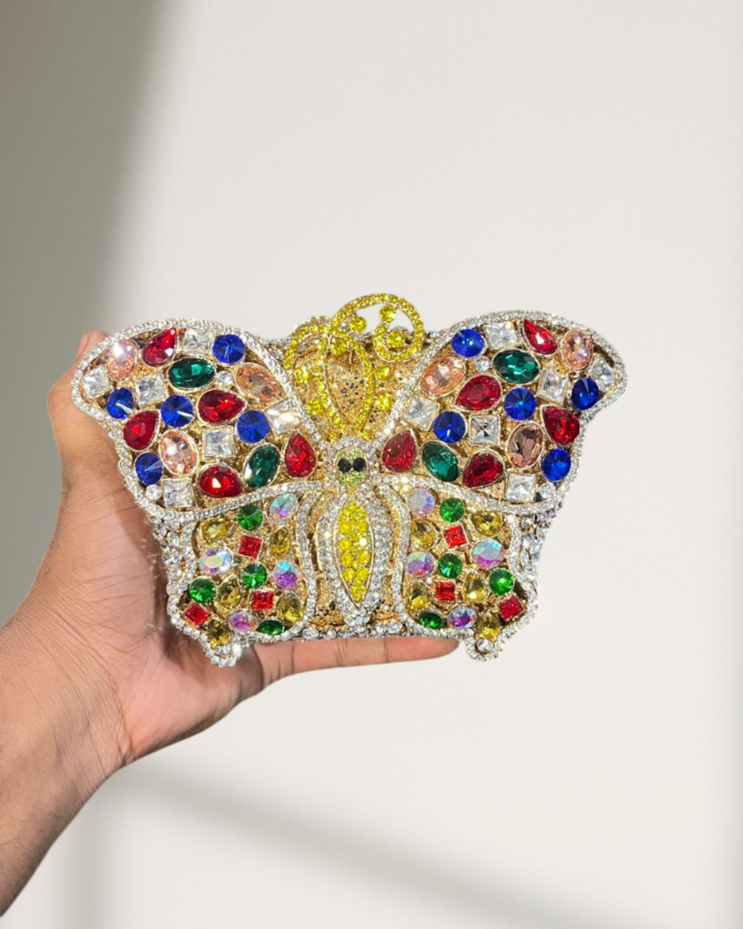 CELESTIA crystal work brass clutch