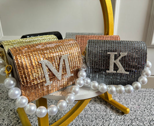 MINI RHINESTONE METALLIC FLAP BAG - DARK GOLDEN