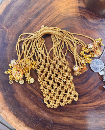 JHOOMAR handcrafted zari dori macramé phone case bags