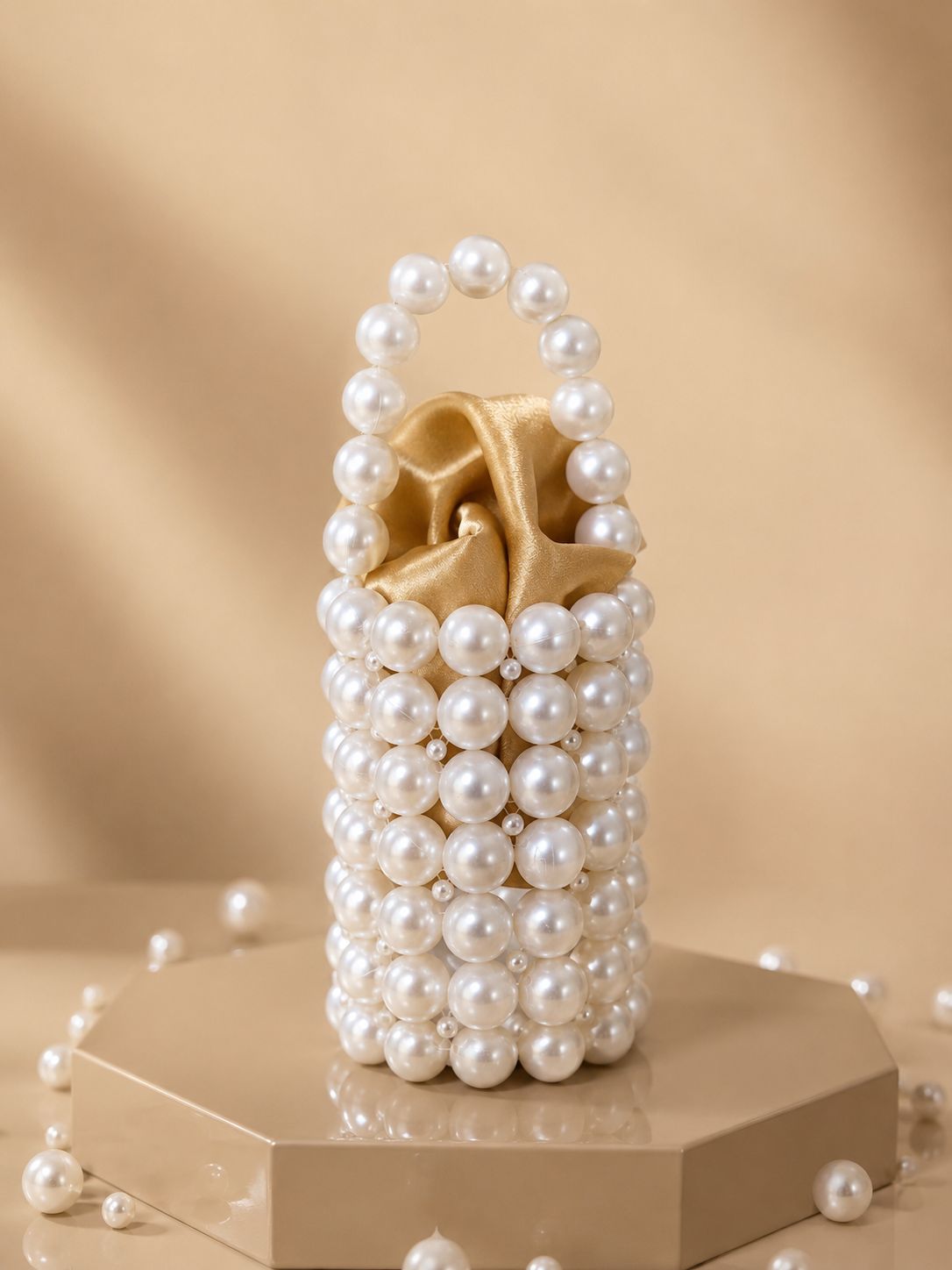 Pearl-fectly Yours - Handcrafted Luxury Beaded Pearl Bucket Bag