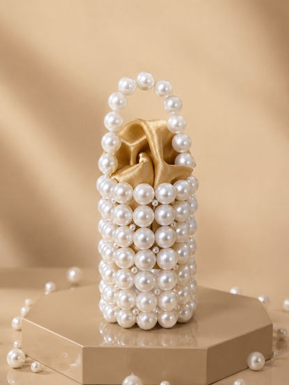 Pearl-fectly Yours - Handcrafted Luxury Beaded Pearl Bucket Bag