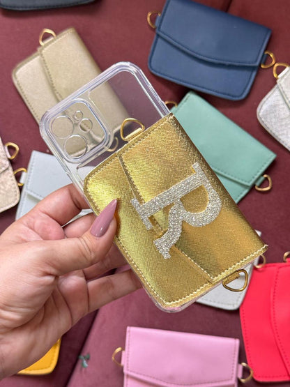 Personalized Phone case & Card holder sling - Golden