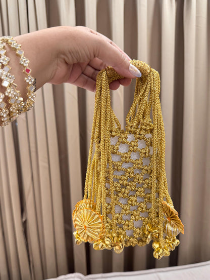 JHOOMAR handcrafted zari dori macramé phone case bags