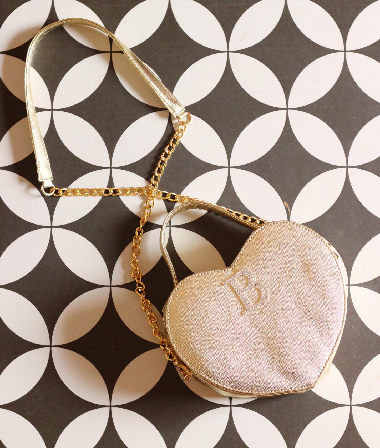 Handcrafted Heart Shaped GOLDEN Sling Bag