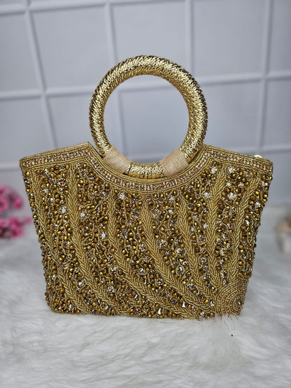 Bridal clutch bag with round handle