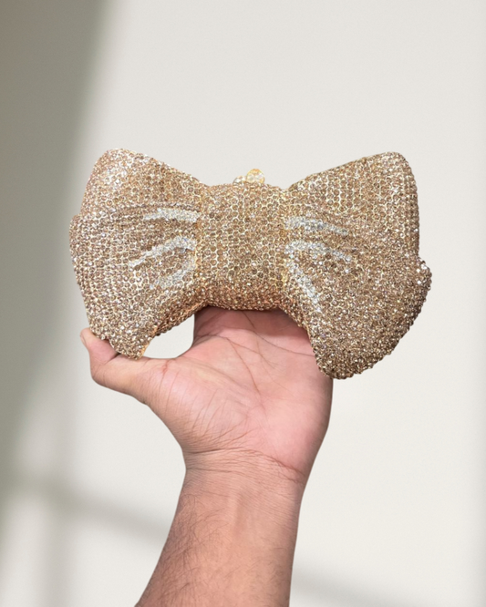 CELESTIA crystal work brass clutch - Bow clutch