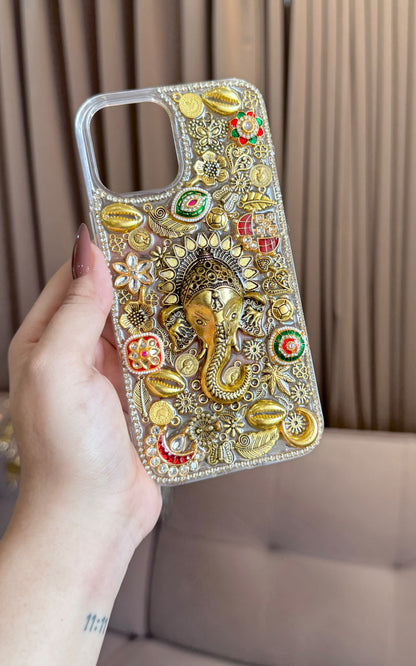 Ganesh ji blessed Oxidised & Antique Embellishments PHONE COVER