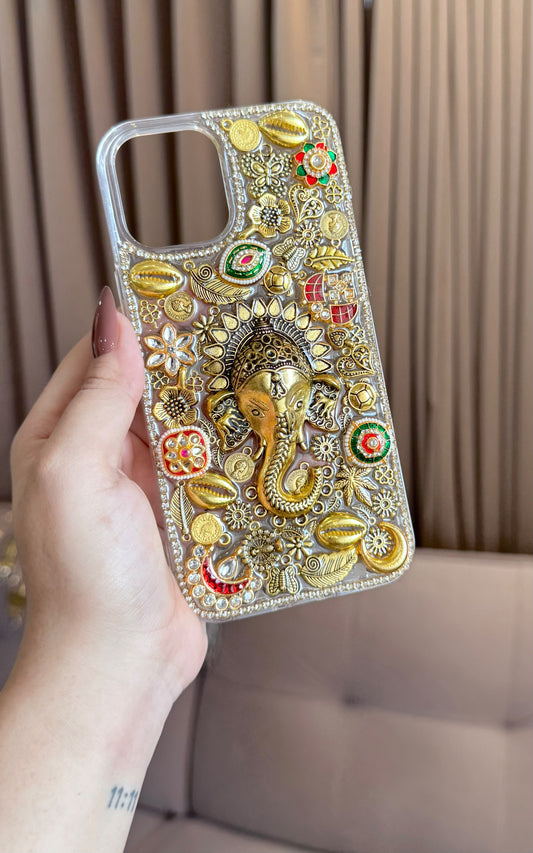 Ganesh ji blessed Oxidised & Antique Embellishments PHONE COVER