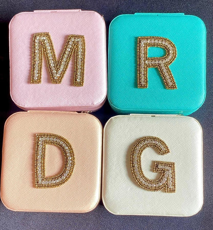 Mini customized Jewellery Organiser Boxes with golden white initial