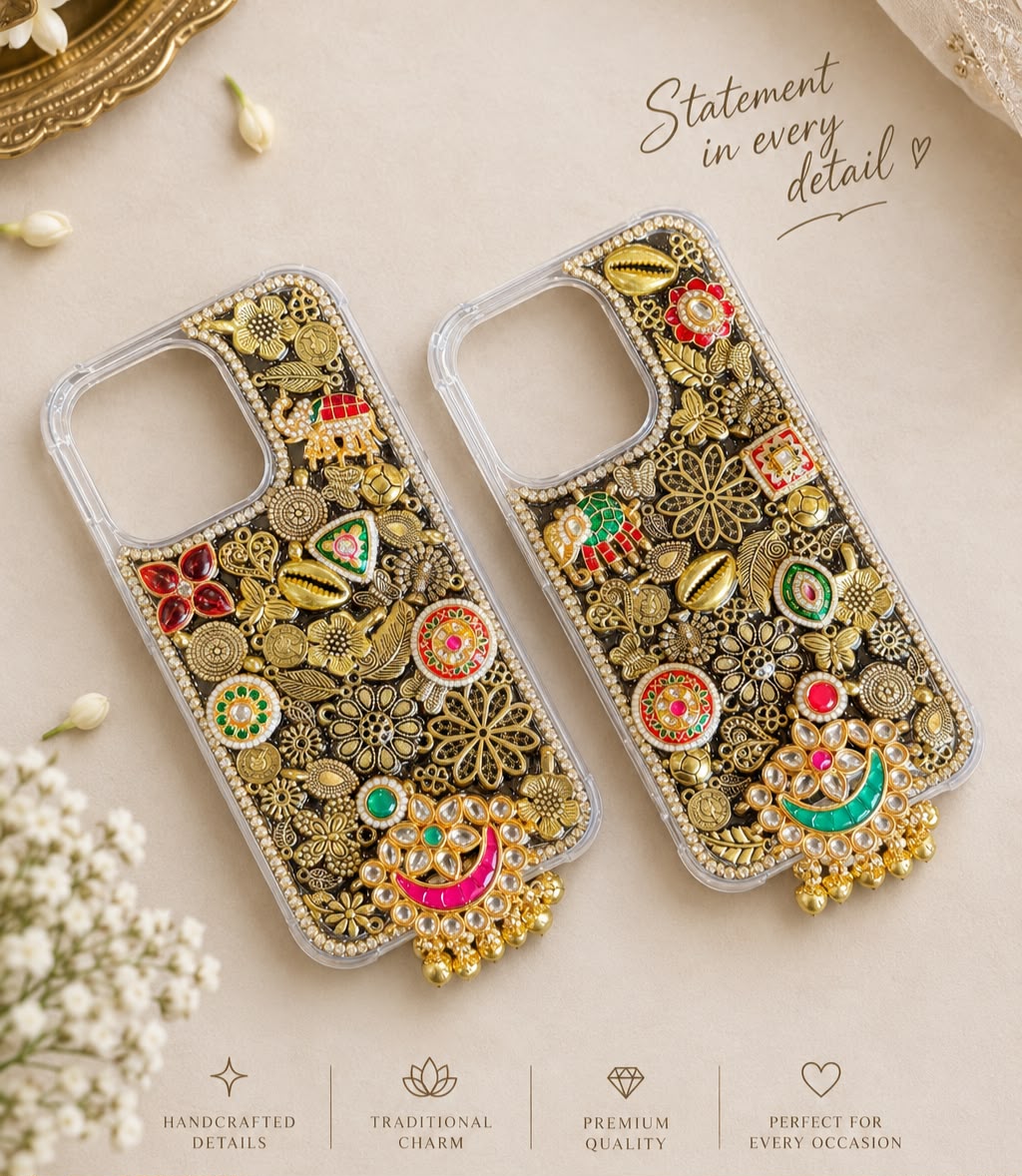 Kundan, Oxidised & Antique Embellishment straditional phone cover