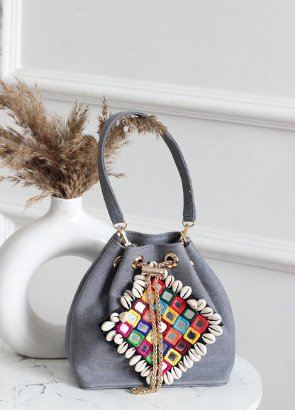 Garba nights denim bucket bag