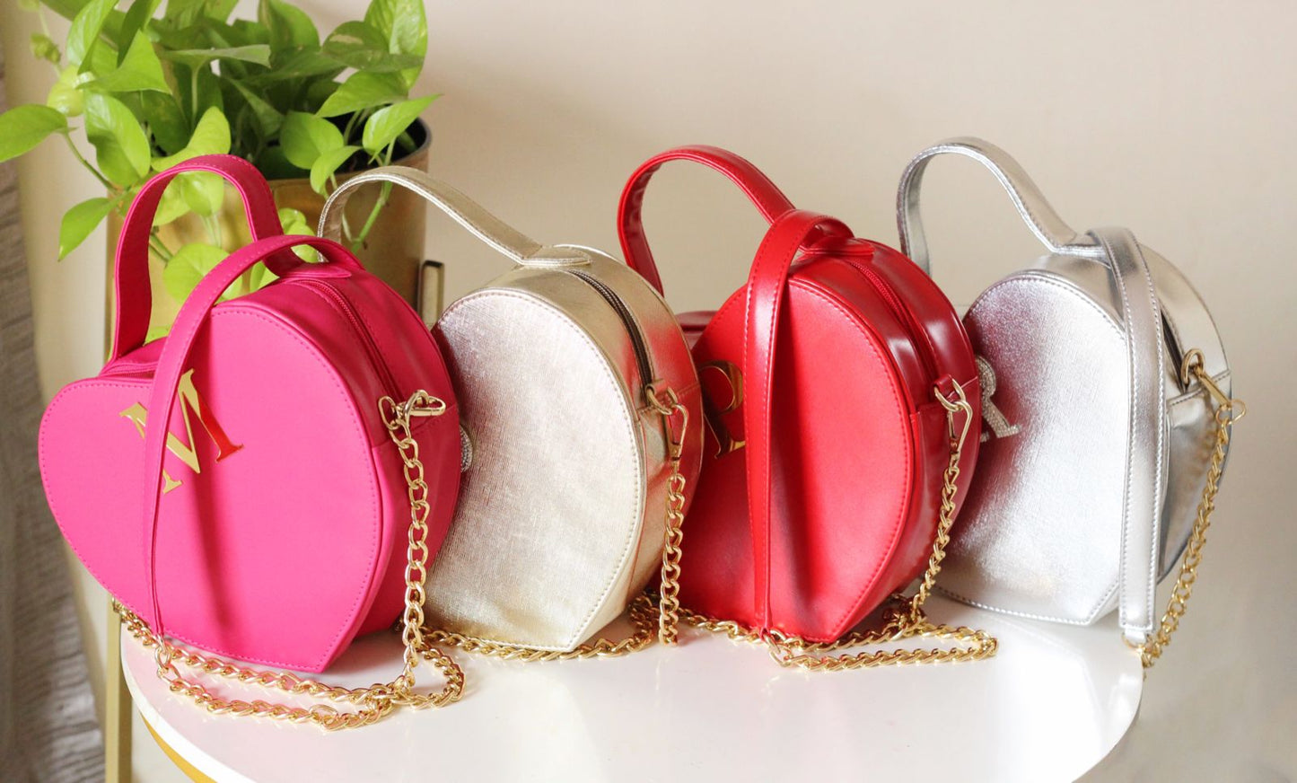 Handcrafted Heart Shaped GOLDEN Sling Bag