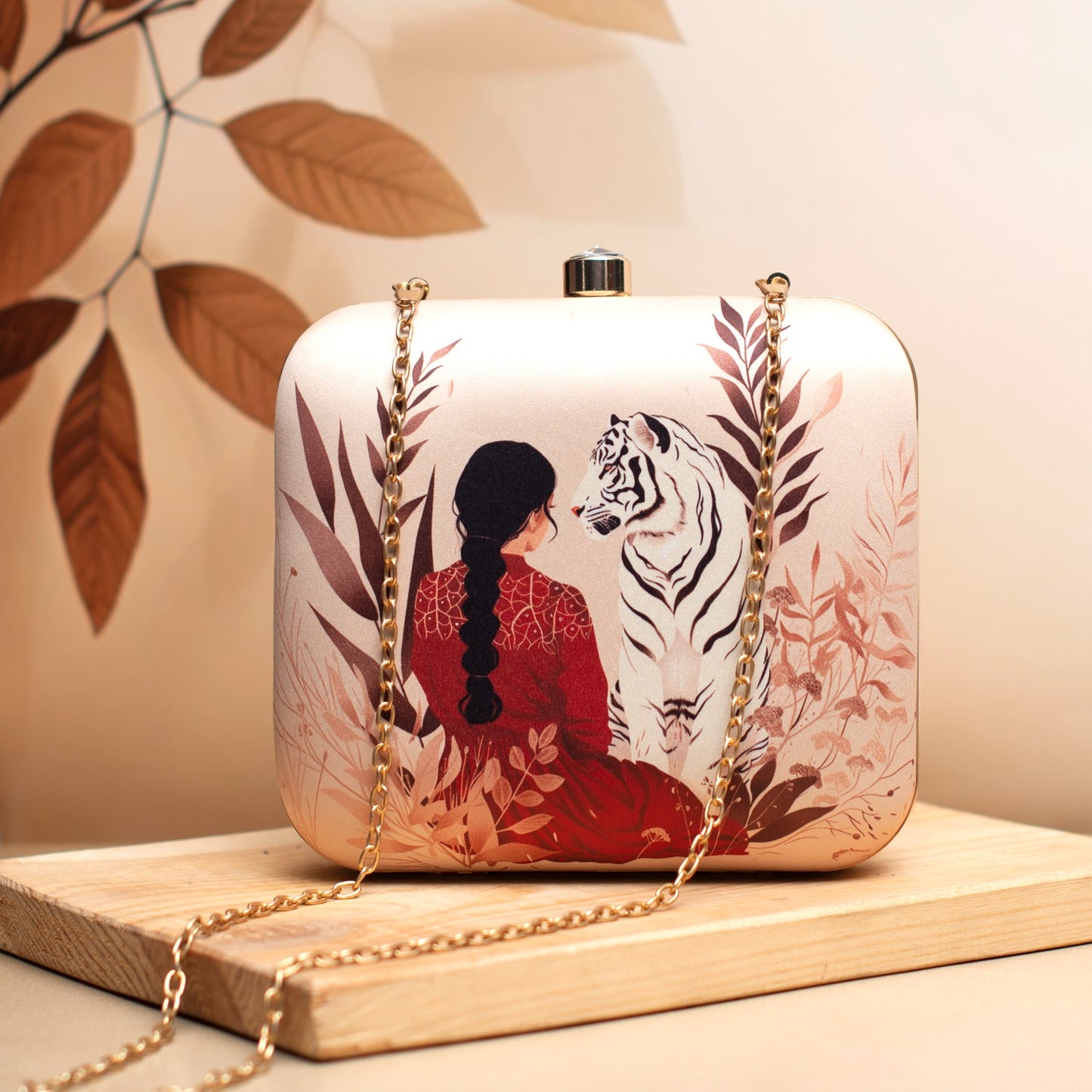 Quirky Naari printed box clutch