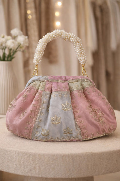 Organza zari fabric potli with gajra wristlet