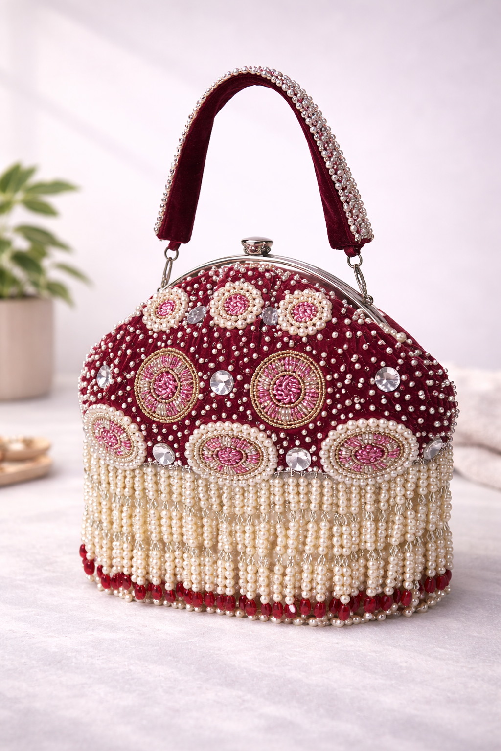Batua potli bag with pearl work