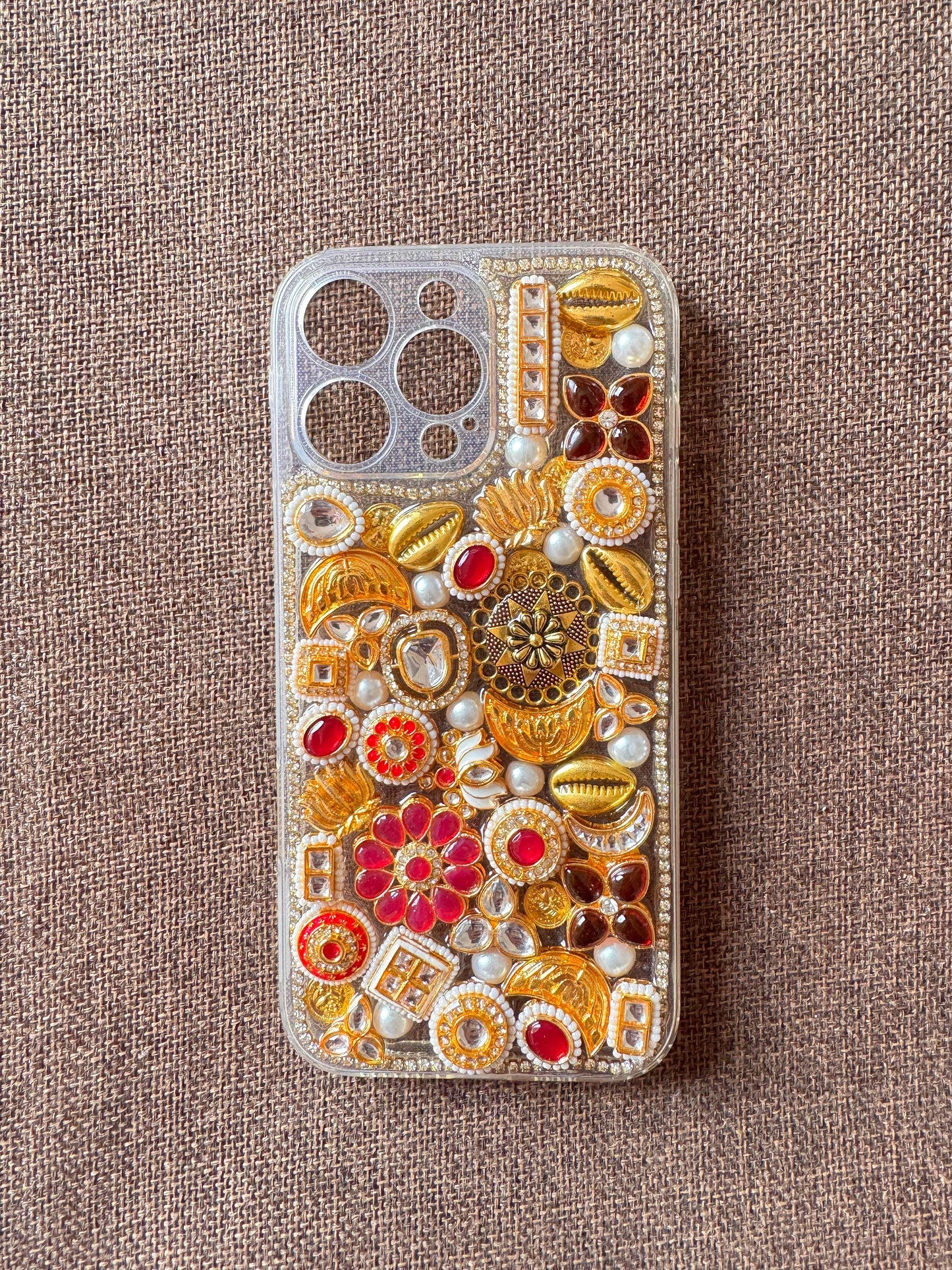 Kundan work traditional phone cover