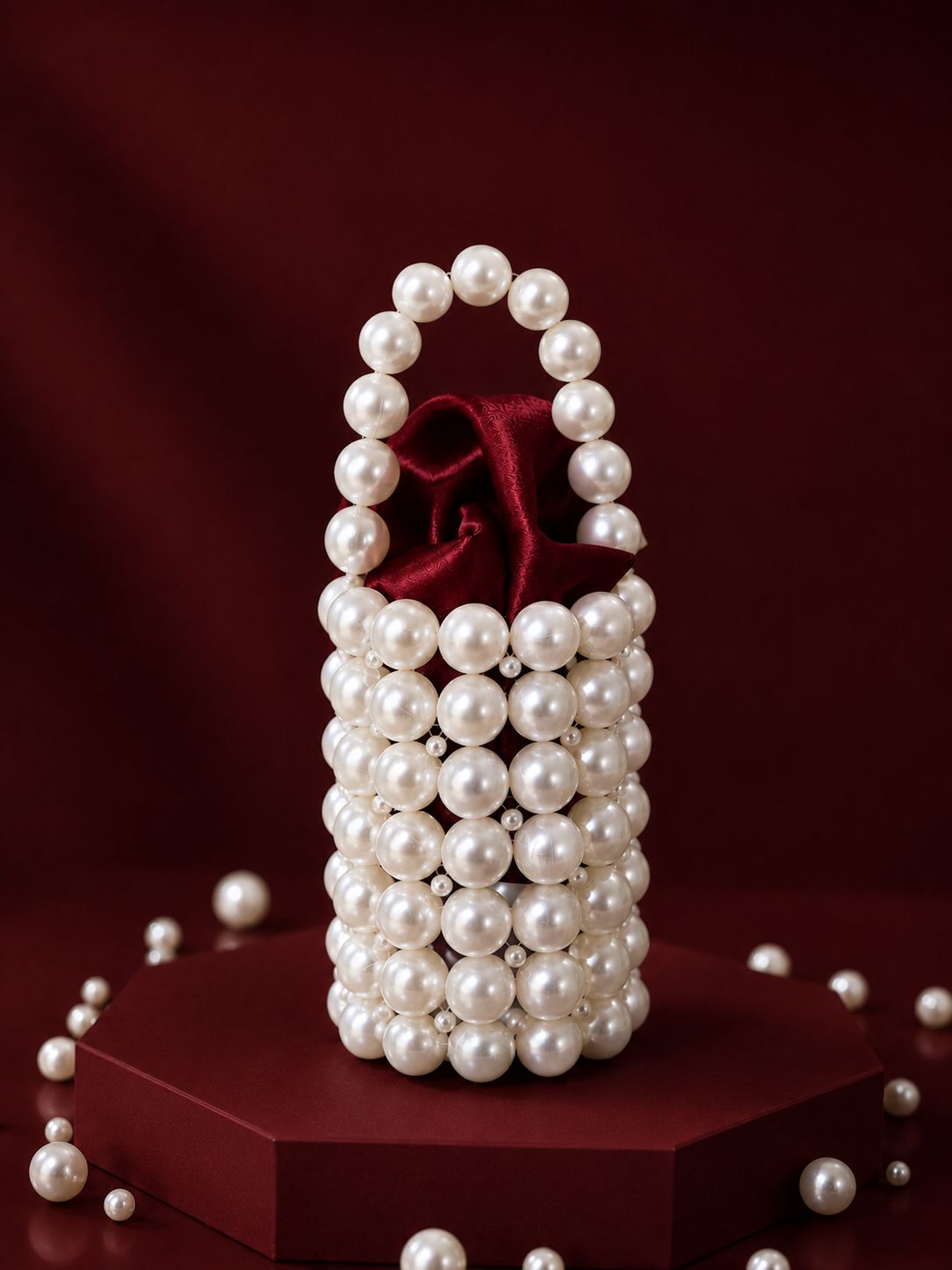 Pearl-fectly Yours - Handcrafted Luxury Beaded Pearl Bucket Bag