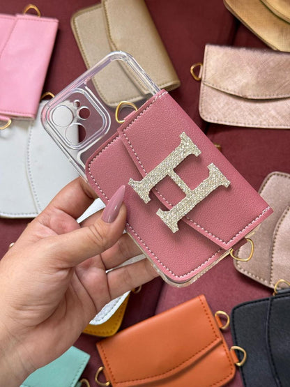 Personalized Phone case & Card holder sling - Onion Pink