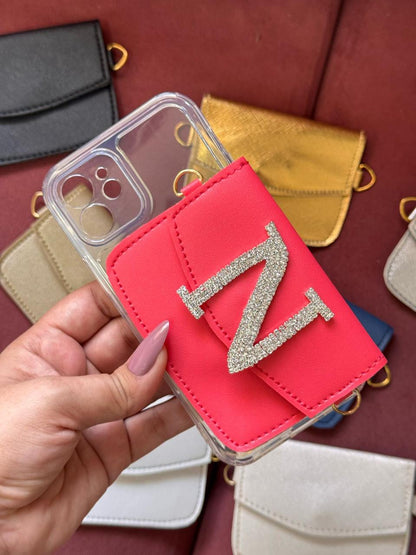Personalized Phone case & Card holder sling - Pink