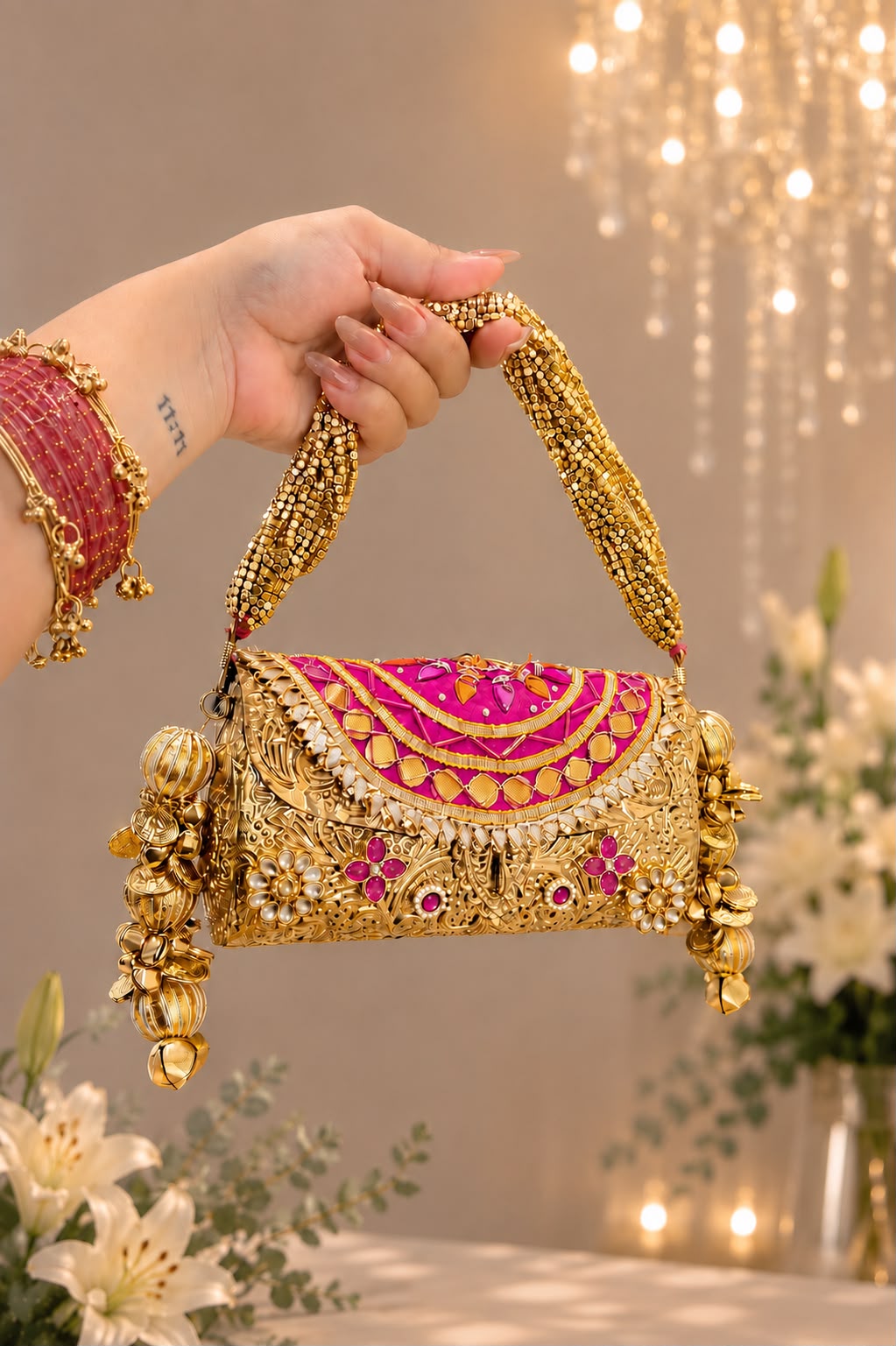 Nazrana Bridal Brass Clutch Bag