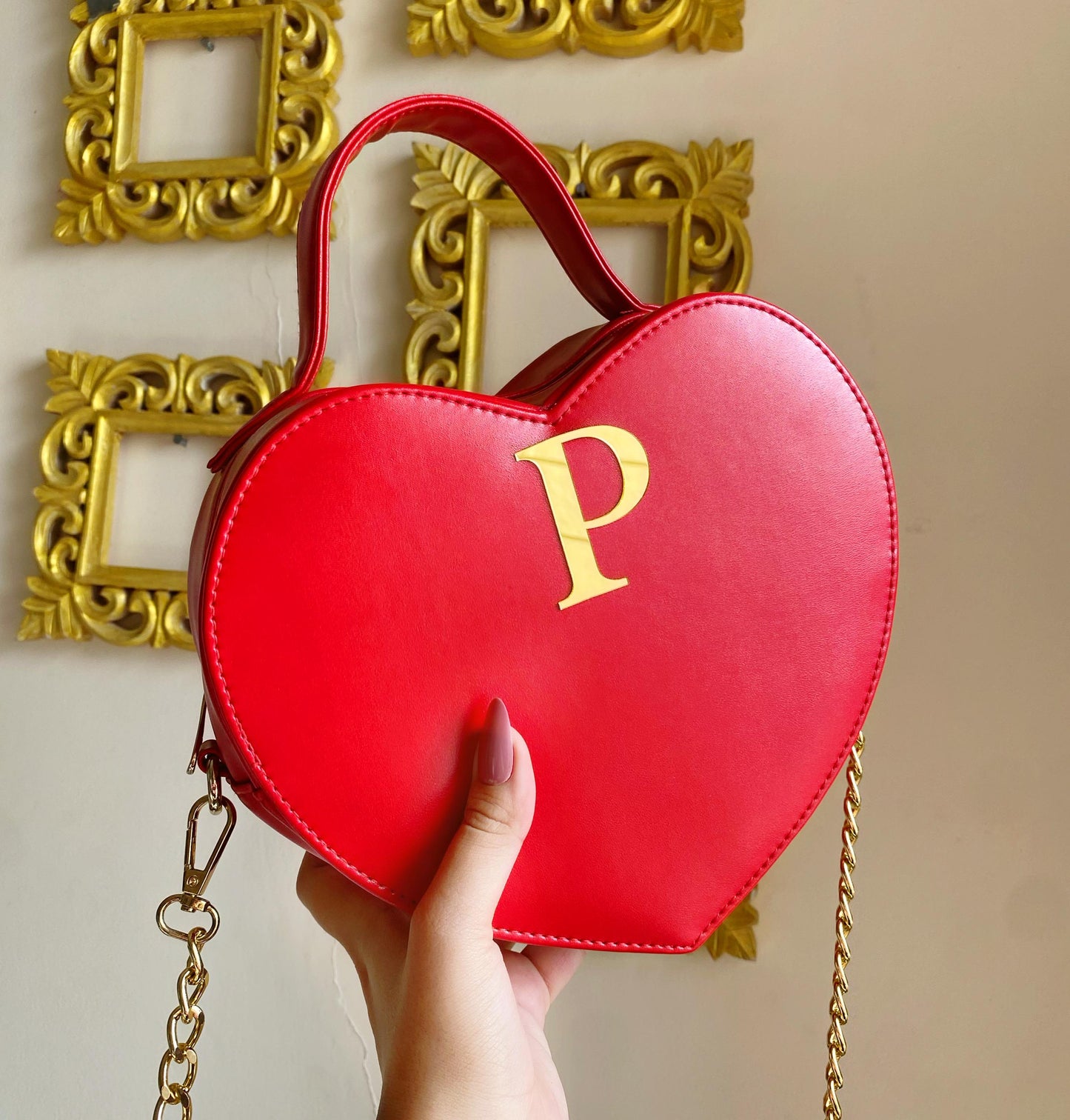 Handcrafted Heart Shaped RED Sling Bag