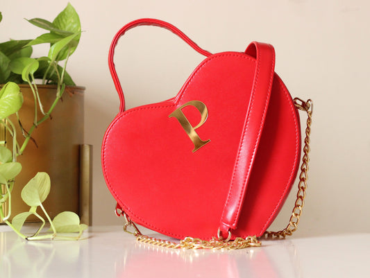 Handcrafted Heart Shaped RED Sling Bag