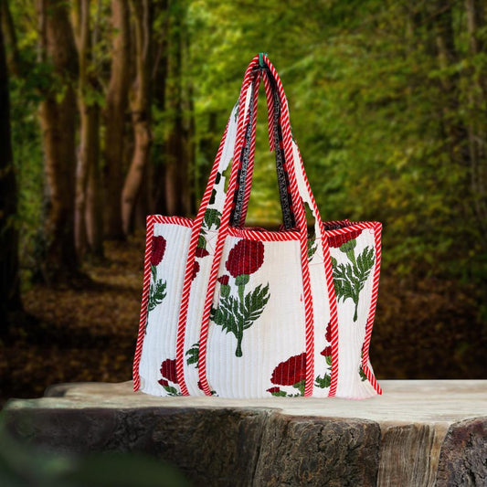 Handmade quilted tote bag - ROSE