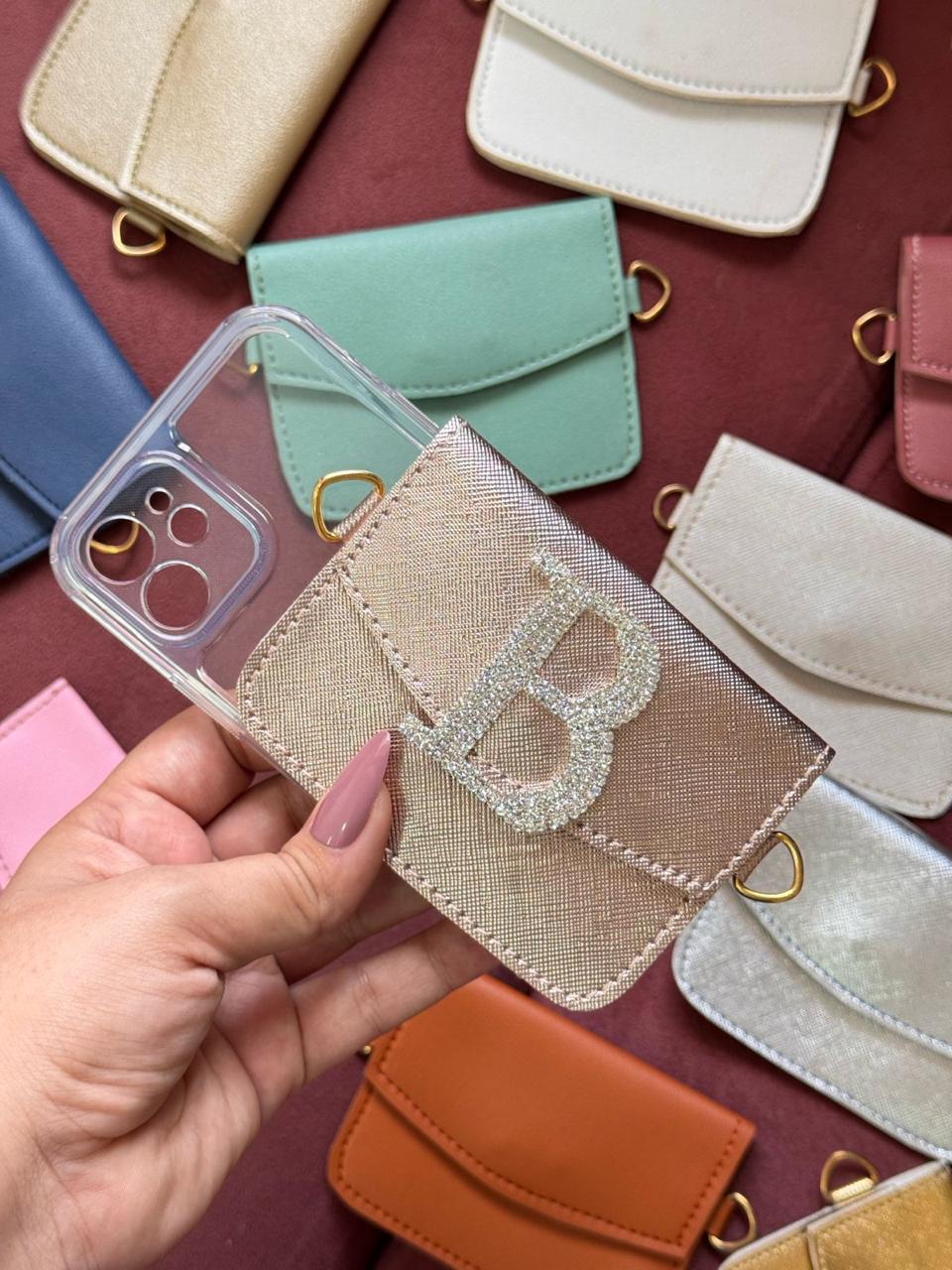 Personalized Phone case & Card holder sling - Rose Gold