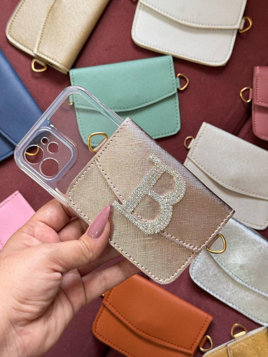 Personalized Phone case & Card holder sling - Rose Gold