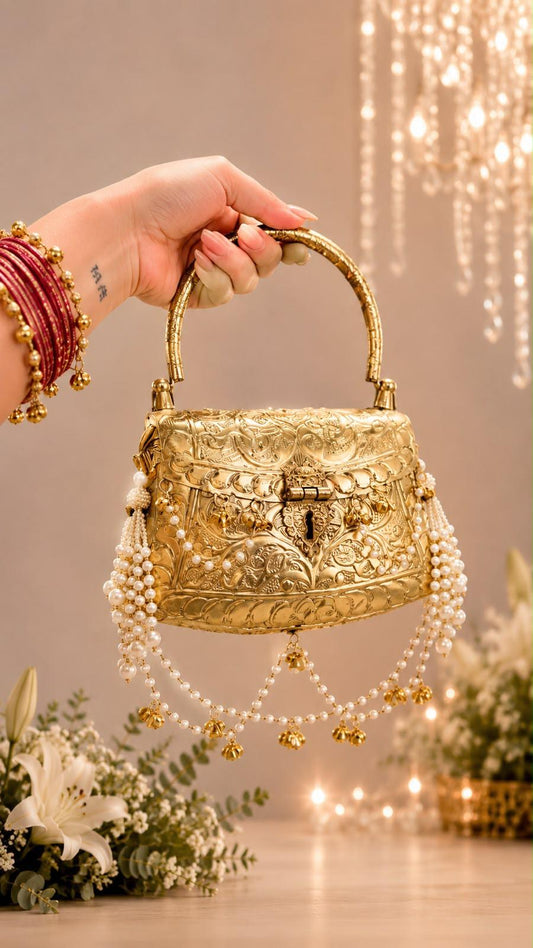 Nazraana Golden Brass Bag
