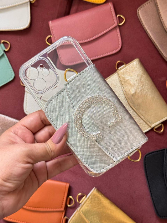 Personalized Phone case & Card holder sling - Silver