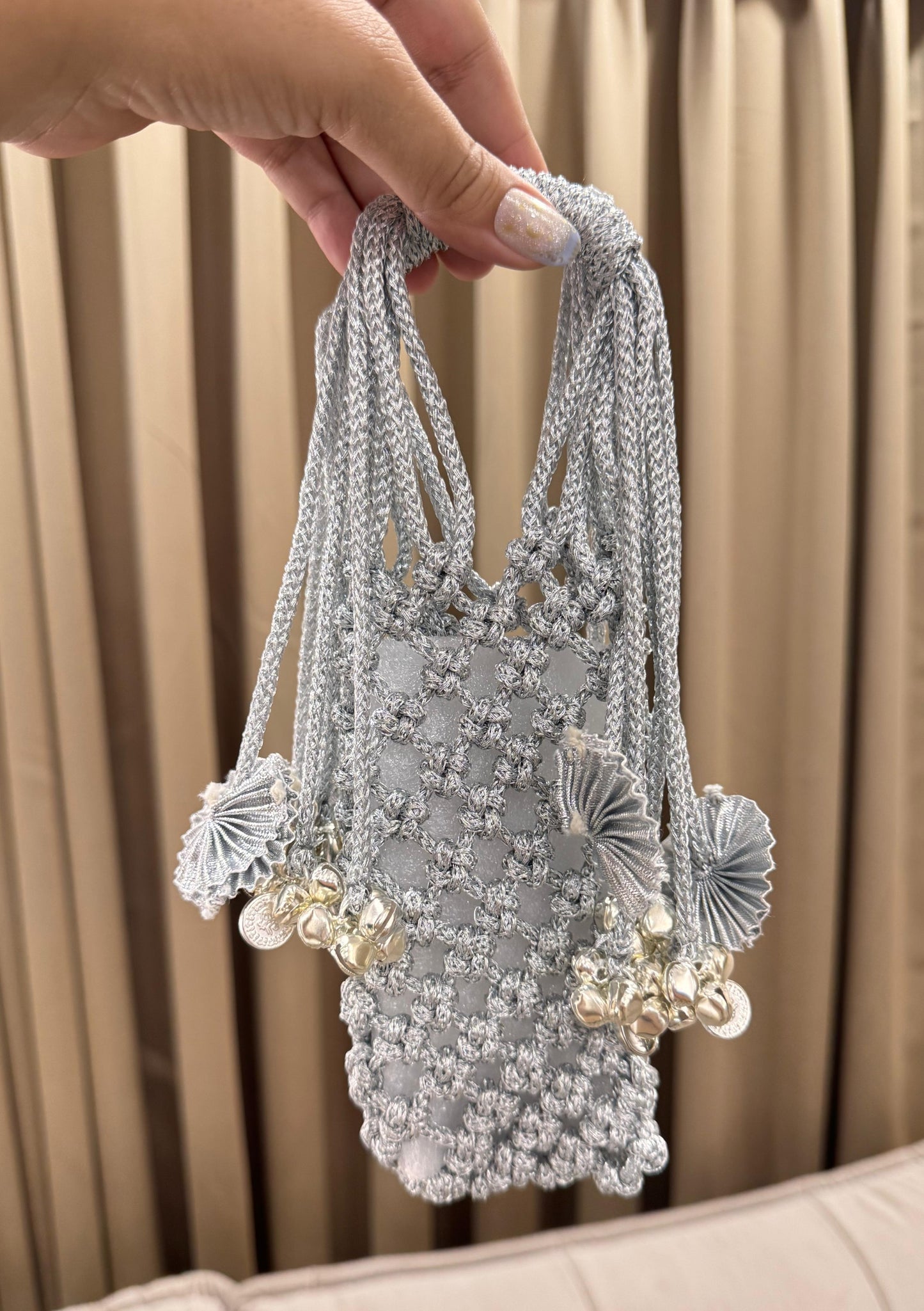 JHOOMAR handcrafted zari dori macramé phone case bags