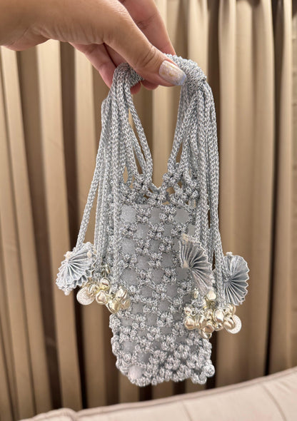 JHOOMAR handcrafted zari dori macramé phone case bags