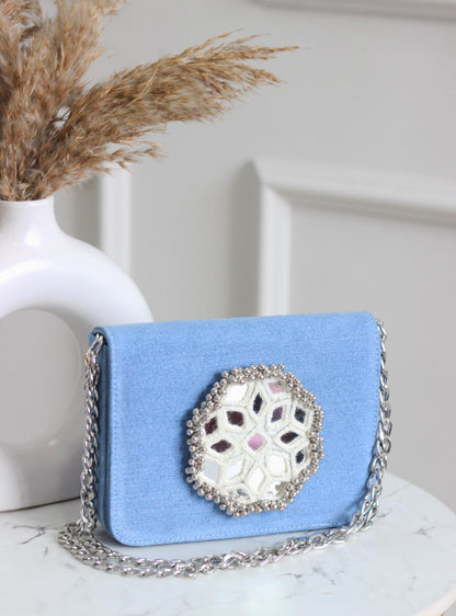 Denim Flap Bags With Mirror Work - Navratri special