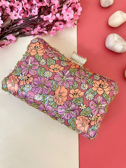 Designer Printed Embroidered Clutch Bag