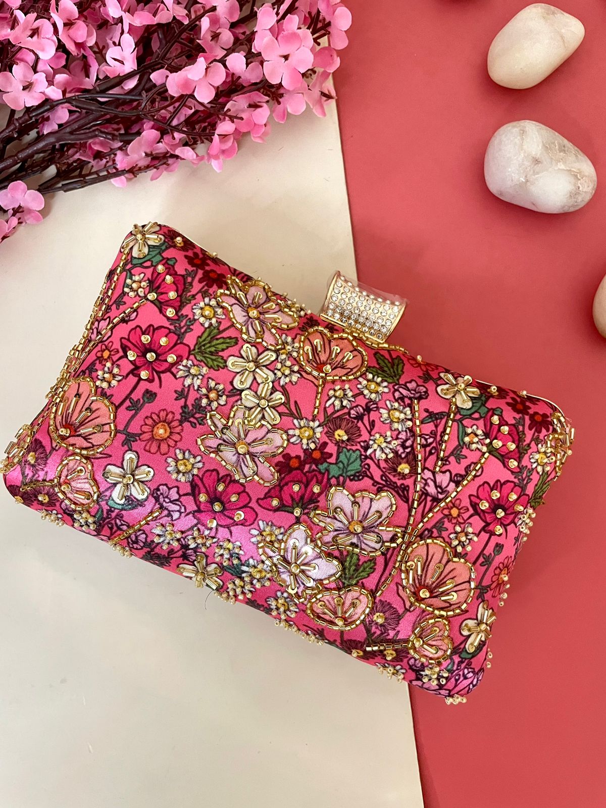 Designer Printed Embroidered Clutch Bag