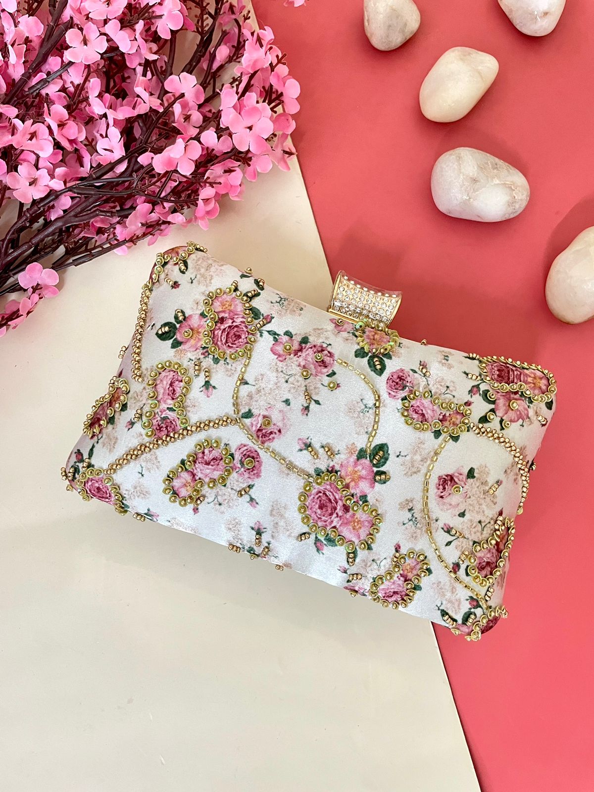 Designer Printed Embroidered Clutch Bag